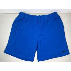 FILA Men's XXL 2XL Blue Drawstring Sweat Shorts Pockets Logo Comfort Sports EUC